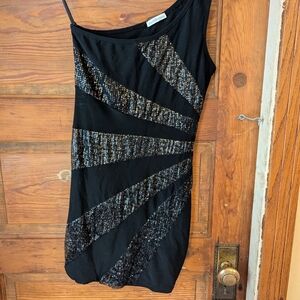 Charlotte Russe Black and Silver Asymmetrical Sequin Cocktail Dress
